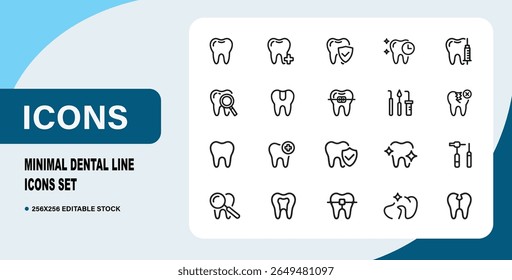 Minimal Dental Line Icons Set