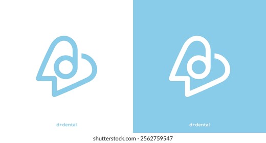 Minimal Dental Logo. Teeth and Letter D Initial Icon Graphic. Dentist Logo Design Template.