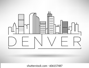 Minimal Denver Linear City Skyline with Typographic Design