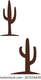 Minimal Desert Cactus Silhouette Vektor - Einfache braune Saguaro Pflanzensymbole für Natur, Western oder Southwestern Design - Perfekt für Logo, Aufkleber oder rustikale Grafikprojekte.