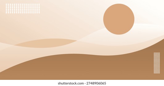 Minimal Desert Landscape Abstract Background With Sun And Sand Waves