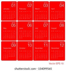 Minimal Design 2014 calendar red vector