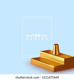 Minimal design abstract background with shapes 3d. Realistic render of objects. Creative design poster, minimal art trendy. gold stepped. vector illustration.