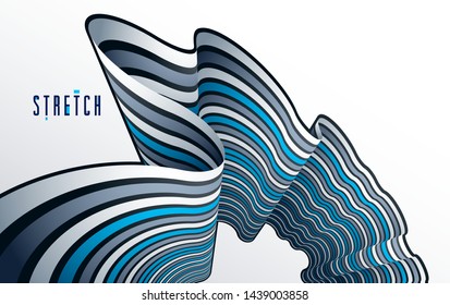 Minimal design of abstract lines in 3D perspective vector abstract background, minimalistic cool trendy retro template for covers posters and banners.