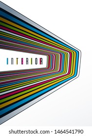 Minimal design of abstract lines in 3D perspective vector abstract background, minimalistic cool trendy retro template for covers posters and banners.