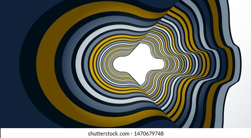 Minimal design of abstract lines in 3D perspective vector abstract background, minimalistic cool trendy retro template for covers posters and banners.