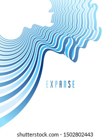 Minimal design of abstract lines in 3D perspective vector abstract background, minimalistic cool trendy retro template for covers posters and banners.