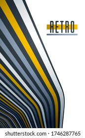 Minimal design of abstract lines in 3D perspective vector abstract background, minimalistic cool trendy retro template for covers posters and banners.