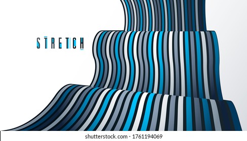 Minimal design of abstract lines in 3D perspective vector abstract background, minimalistic cool trendy retro template for covers posters and banners.