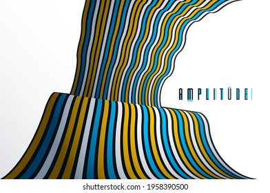 Minimal design of abstract lines in 3D perspective vector abstract background, minimalistic cool trendy retro template for covers posters and banners.
