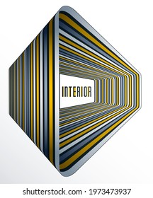 Minimal design of abstract lines in 3D perspective vector abstract background, minimalistic cool trendy retro template for covers posters and banners.