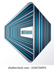 Minimales Design abstrakter Linien auf abstraktem Hintergrund aus 3D-Perspektive, minimalistische coole Retro-Vorlage für Plakate und Banner.