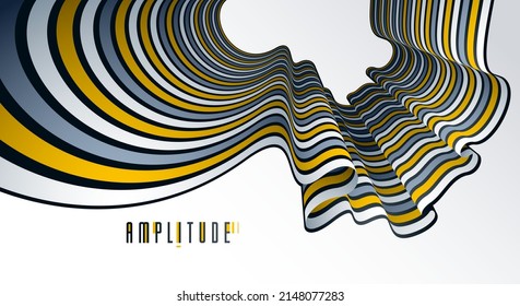 Minimal design of abstract lines in 3D perspective vector abstract background, minimalistic cool trendy retro template for covers posters and banners.