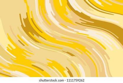 Minimal design. Abstract pattern with wave lines. Textured surface, blurred paint, stone. Yellow-gold striped background. Geometric wavy backdrop. Vector illustration