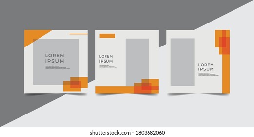 Minimal design background vector illustration in orange gray frame color. Social media template design illustration.