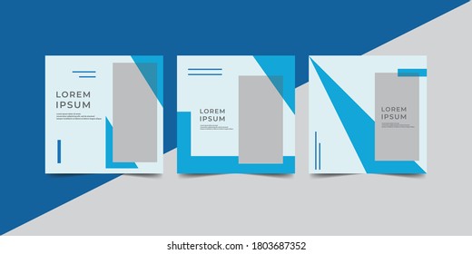 Ilustración vectorial de fondo de diseño mínimo en color de marco azul. Ilustración de diseño de plantillas de medios sociales. 