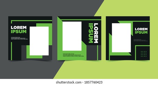 Minimal design background vector illustration in black green white frame color. Editable Post Template Social Media Banners. 