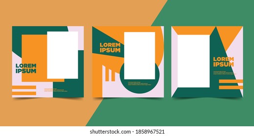 Minimal design background vector illustration in yellow green white frame color. Editable Post Template Social Media Banners. 