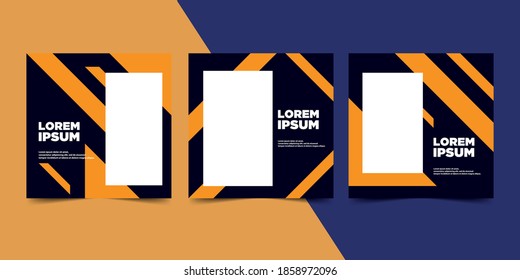 Minimal design background vector illustration in dark blue orange frame color. Post Template Social Media Banners. 