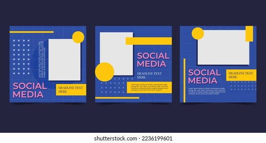 Minimal design background vector illustration in blue yellow frame color. Social media template design illustration. Suitable for social media post and web ads promotion.