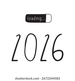 Anuncio de diseño mínimo. Carga de 2026. Ilustración vectorial sobre fondo blanco.
