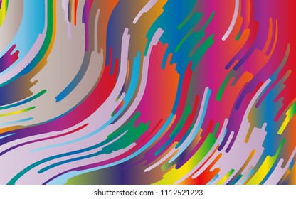 Minimal design. Bright gradient background. Abstract pattern with wave lines. Vibrant colorful striped background. Geometric wavy backdrop. Vector illustration