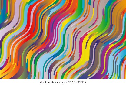 Minimal design. Bright gradient background. Abstract pattern with wave lines. Vibrant colorful striped background. Geometric wavy backdrop. Vector illustration
