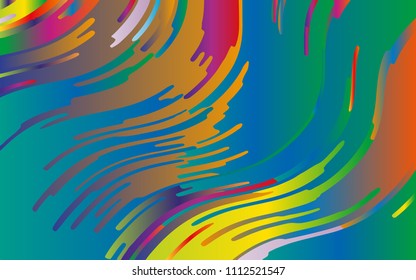 Minimal design. Bright gradient background. Abstract pattern with wave lines. Vibrant colorful striped background. Geometric wavy backdrop. Vector illustration