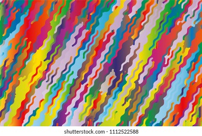 Minimal design. Bright gradient background. Abstract pattern with wave lines. Vibrant colorful striped background. Geometric wavy backdrop. Vector illustration