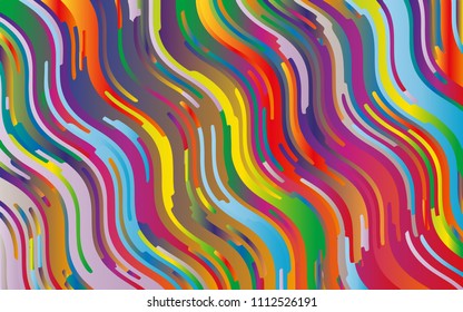 Minimal design. Bright gradient background. Abstract pattern with wave lines. Vibrant colorful striped background. Geometric wavy backdrop. Vector illustration