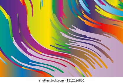 Minimal design. Bright gradient background. Abstract pattern with wave lines. Vibrant colorful striped background. Geometric wavy backdrop. Vector illustration