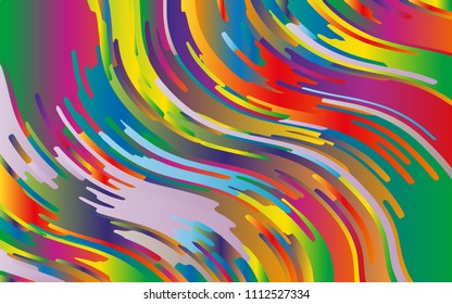 Minimal design. Bright gradient background. Abstract pattern with wave lines. Vibrant colorful striped background. Geometric wavy backdrop. Vector illustration