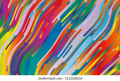 Minimal design. Bright gradient background. Abstract pattern with wave lines. Vibrant colorful striped background. Geometric wavy backdrop. Vector illustration