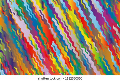 Minimal design. Bright gradient background. Abstract pattern with wave lines. Vibrant colorful striped background. Geometric wavy backdrop. Vector illustration