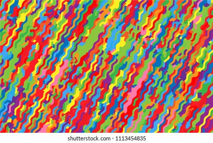 Minimal design. Bright rainbow background. Abstract pattern with wave lines. Vivid colorful striped background. Geometric wavy backdrop. Vector illustration