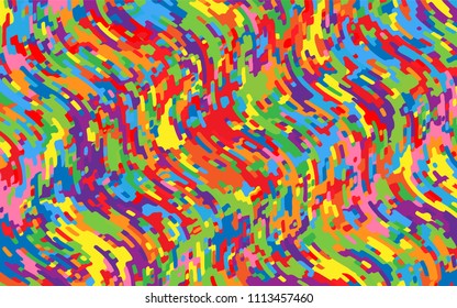 Minimal design. Bright rainbow background. Abstract pattern with wave lines. Vivid colorful striped background. Geometric wavy backdrop. Vector illustration