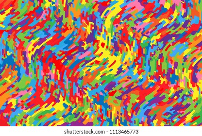 Minimal design. Bright rainbow background. Abstract pattern with wave lines. Vivid colorful striped background. Geometric wavy backdrop. Vector illustration