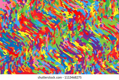 Minimal design. Bright rainbow background. Abstract pattern with wave lines. Vivid colorful striped background. Geometric wavy backdrop. Vector illustration