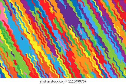 Minimal design. Bright rainbow background. Abstract pattern with wave lines. Vivid colorful striped background. Geometric wavy backdrop. Vector illustration