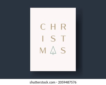 Minimal design christmas card template with creative typography. Eps10 illustration.