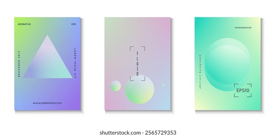 Minimal Design. Digital Elements. Aesthetic Memphis Banner. Gradient Shape. Holographic Background. Blue 3d Set. Futuristic Trend Collection. Purple Minimal Design