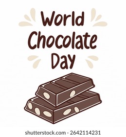 Minimal design featuring a chocolate bar with sparkles and clean lines. Suitable for print and digital Chocolate Day promotions.