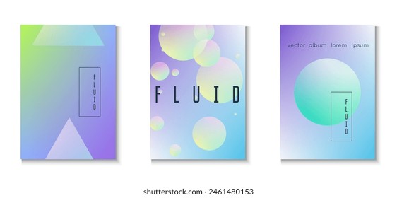 Minimal Design. Gradient Shape. Fluorescent Galaxy Template. Holographic Background. Creative Poster. Astronaut Hologram Banner. Violet Abstract Set. Blue Minimal Design