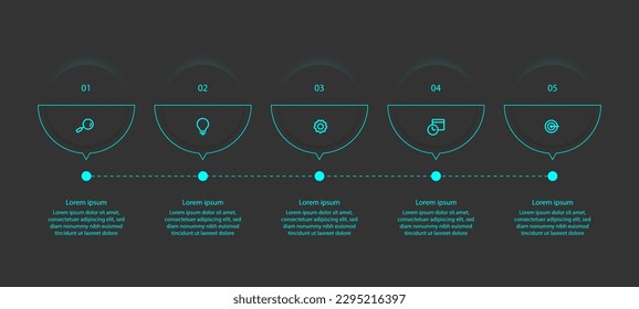 Minimal design infographic template vector with circle and five step concept