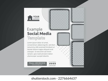 Minimal design layout. Editable square abstract modern geometric shape banner template for social media post promotion. 