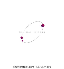 minimal design logo. planet and satelite vector symbol. thin line orbit design.