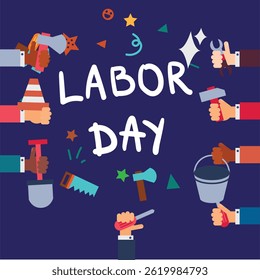 Minimal design for May 1st labor and solidarity day card. (Turkish: 1 mayıs emek ve dayanışma günü, işçi bayramı kutlu olsun) Labour day design for label, social media, banner.