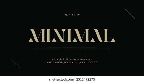 Design Mínimo Moderno abstrato fonte alfabeto digital. Tipografia de tecnologia mínima, fonte futurista da moda do esporte urbano criativo e com números.