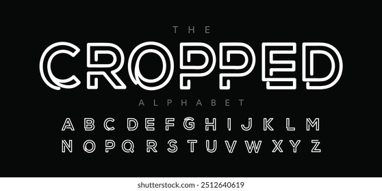 Diseño minimalista Fuente de alfabeto digital abstracta moderna. Tipografía de tecnología mínima, fuente futurista de moda deportiva urbana creativa y con números.