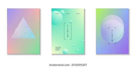 Minimales Design. Trendvorlage wird multipliziert. Digitale Plakatkarte. Blaues 3D-Set. Futuristisches, elegantes Poster. Holografisches Poster. Abstrakte Form. Violet minimales Design